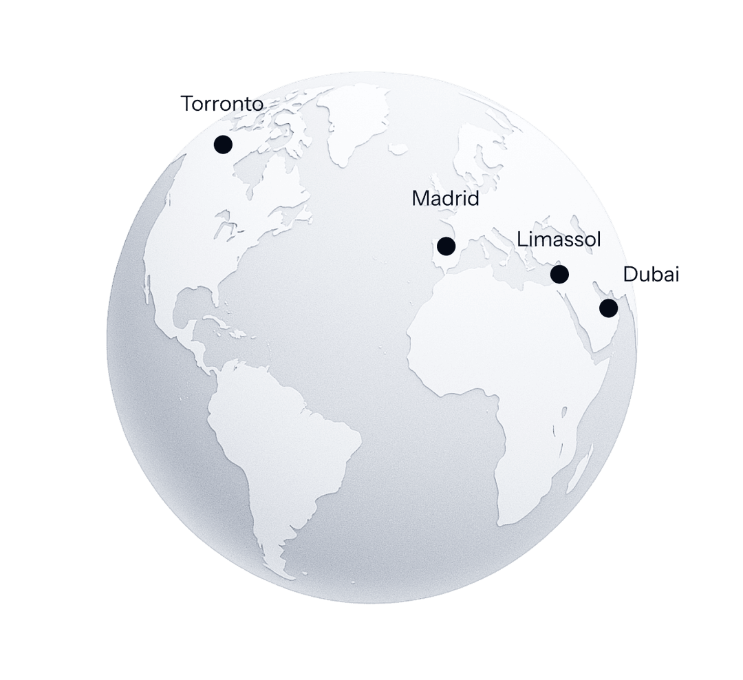 Kea offices worldwide — Toronto, Madrid, Limassol, Dubai