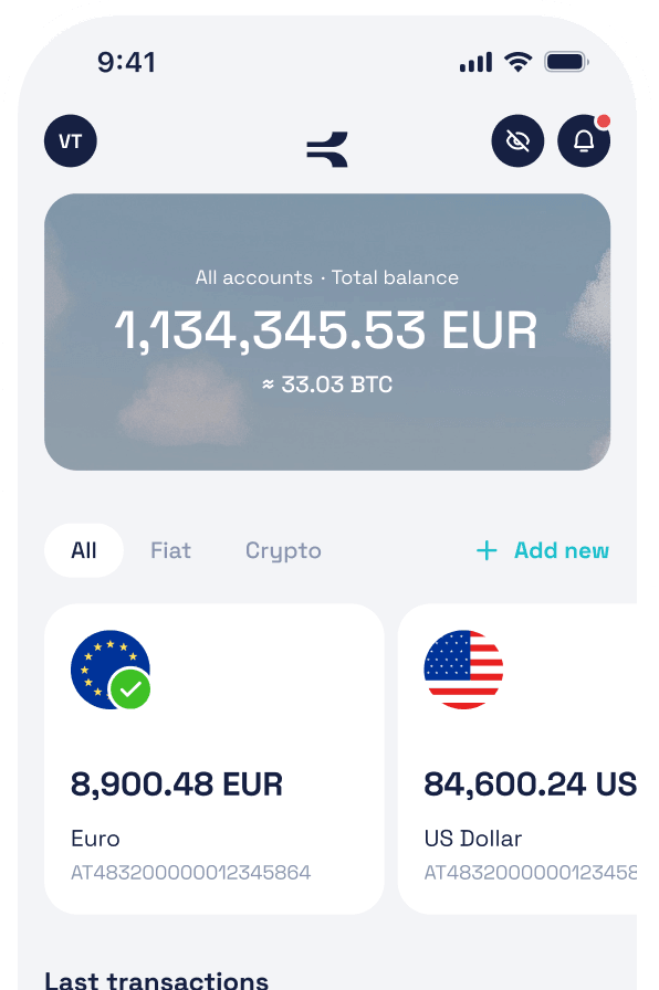 IBAN account demo on mobile phone